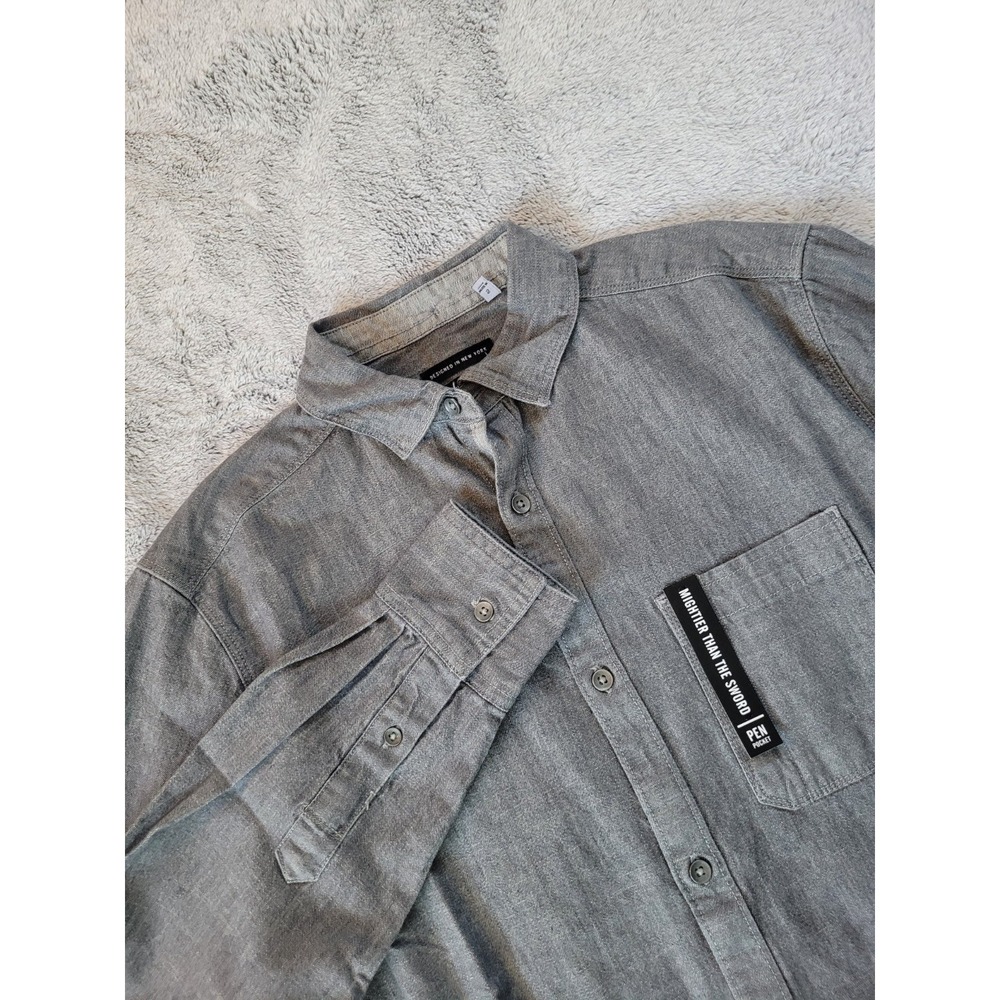 Kenneth Cole New York Mens Size Small Slim Fit Button Down Shirt W/Stretch Gray